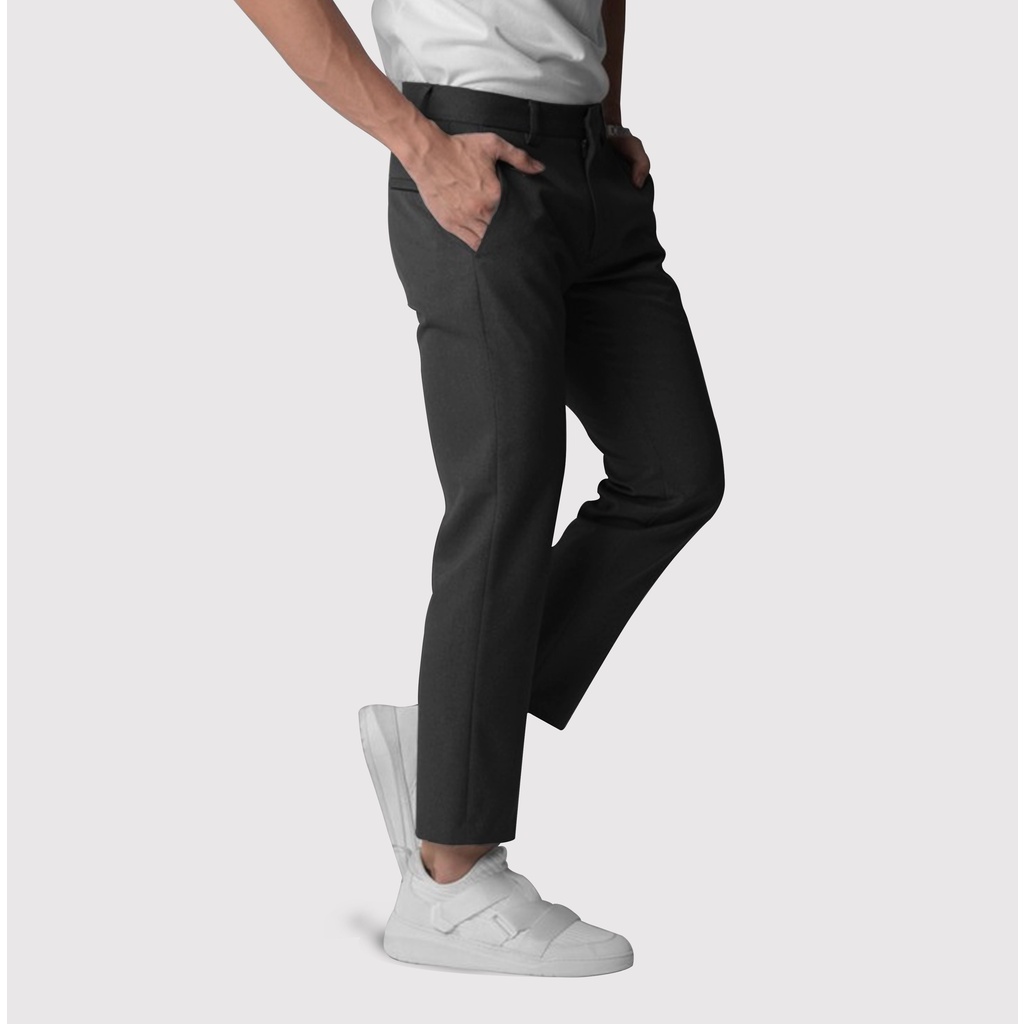 Dritto Ankle Pants - Celana Bahan Formal Slim Fit - Hitam