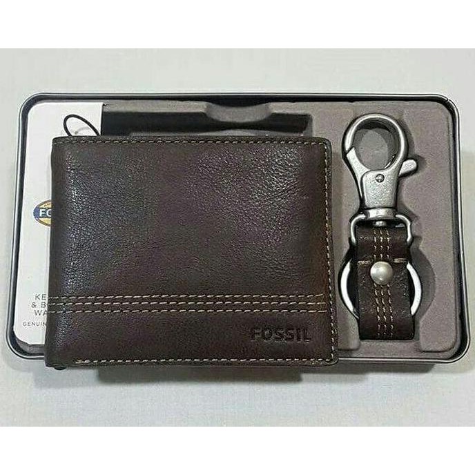 Fossil Kylie Men Wallet Giftset Brown Leather Dompet Pria Fossil Kylie Men Wallet Giftset Brown Leather Dompet Pria