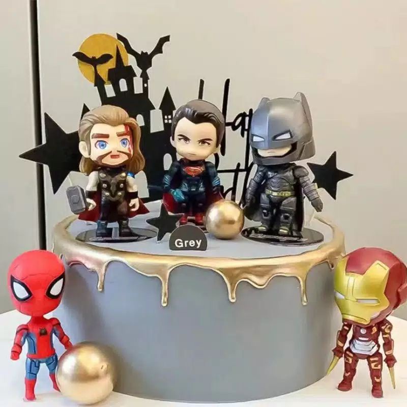 Figure Avengers 1 set isi 6 pcs / Action Figure Topper Kue Cake DC Avengers(BAYAR DITEMPAT)