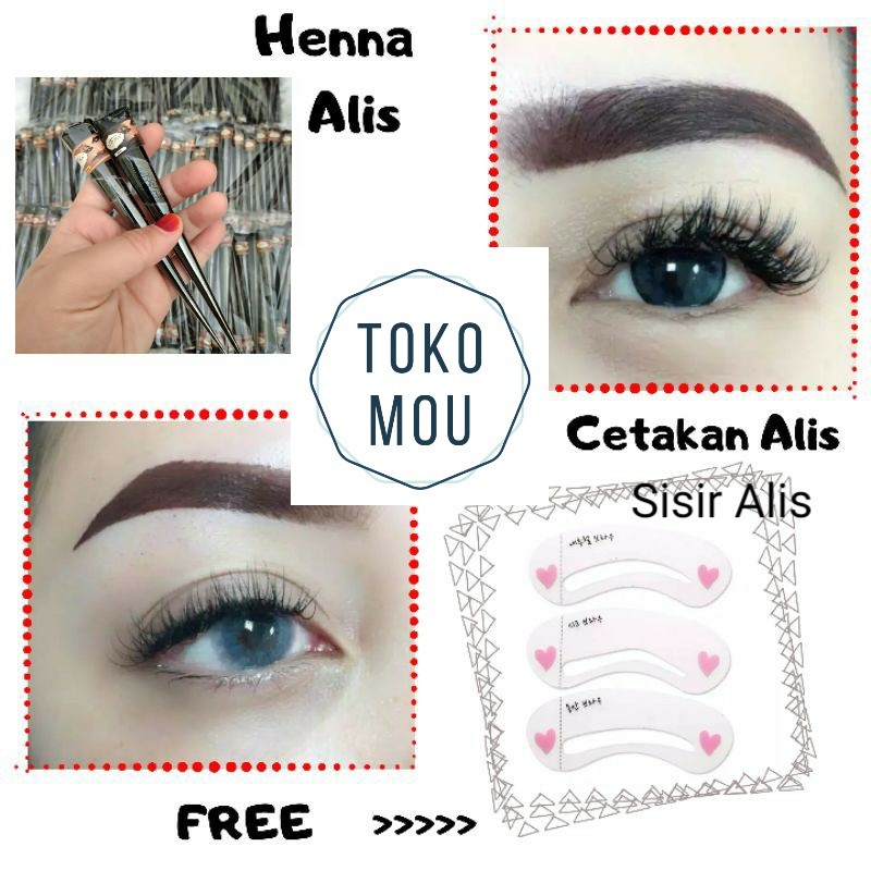 PAKET HENNA ALIS + SISIR ALIS + CETAKAN ALIS / HENNA ALIS TAHAN LAMA