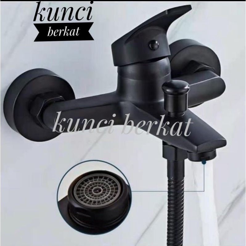 Kran Bathup Hitam/Keran Mixer Black/Panas Dingin/Bath up/ 2 in 1