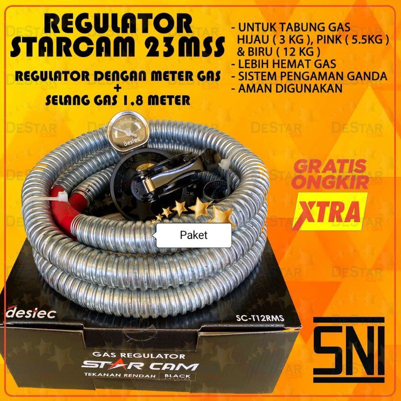 Starcam , Paket Selang Gas  ,  SPFM  SC  23MSS , + Regulator Starcam Meter