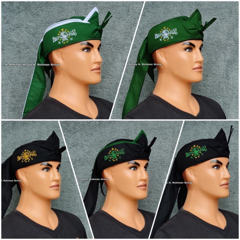 Iket Pria Blangkon Sunda Bordir Logo NU Peci Kuluk NU motif Bordir Bendo NU bando Bendu Nu Nu Hitam 