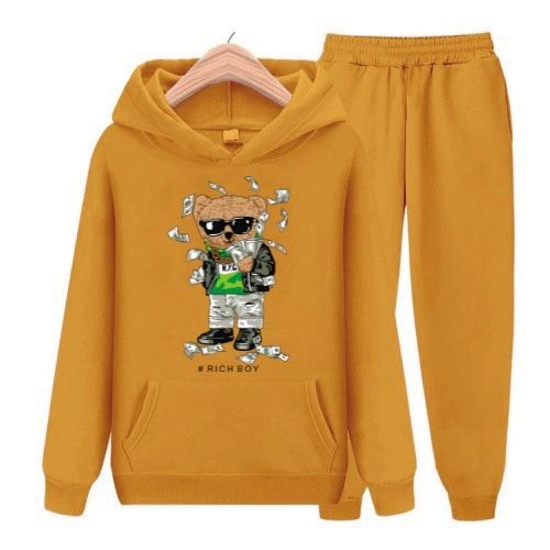 SETELAN ANAK SWEATER HOODIE Topi TEDDY BEAR DOLLAR SIZE S, M, XL