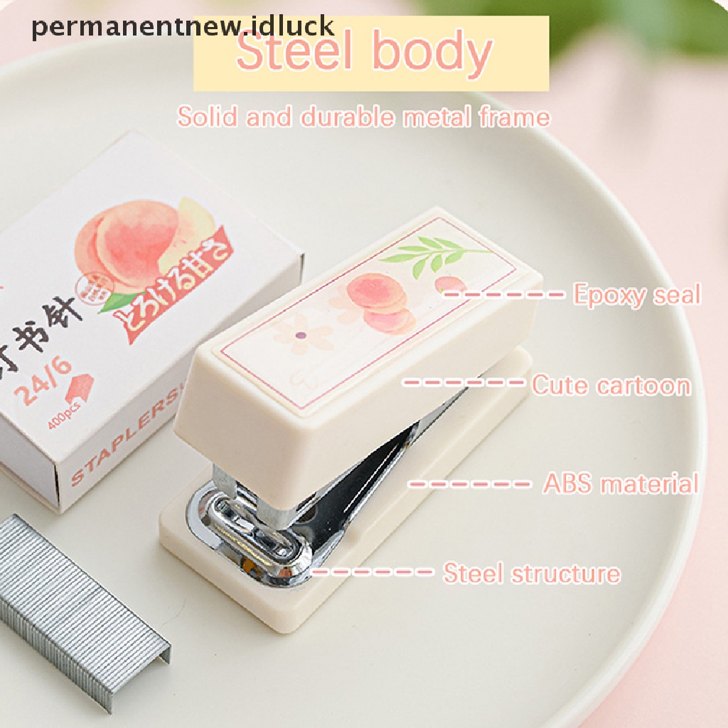 Set Stapler Mini Bahan Metal Warna Peach Putih Dengan 400PCS No.12 Staples Untuk Alat Tulis Sekolah Kantor