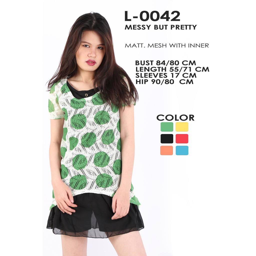 MM 0042-L DRESS WANITA BRUKAT MINIDRESS FASHION POLKADOT MISSMODE SVL