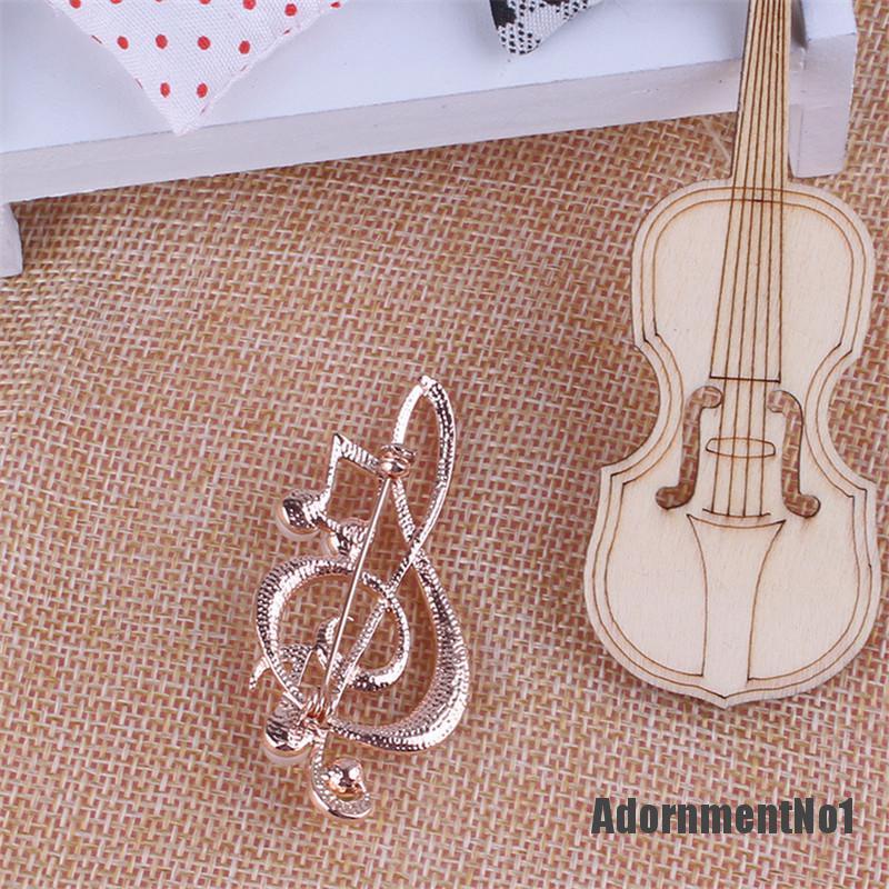 (Adornmentno1) Bros Pin Bentuk Not Musik Aksen Mutiara + Berlian Imitasi Untuk Wanita