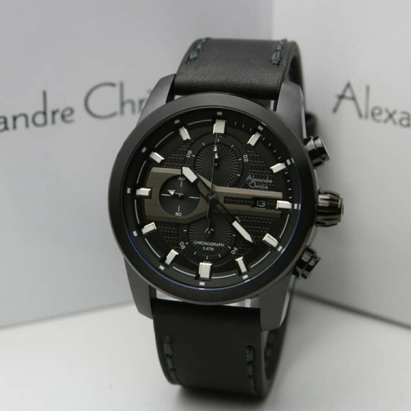 Jam Tangan Alexandre Christie AC6562M Full Black Original