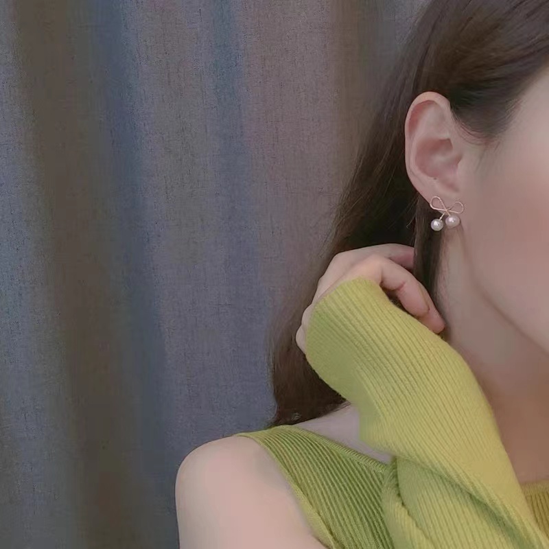 Anting Mutiara Ala Korea Hiasan Kristal-5