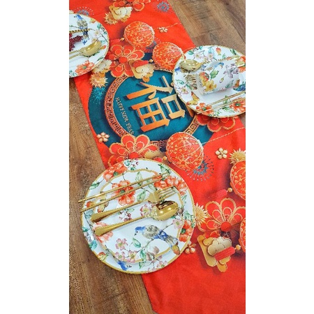 Table Runner Taplak Meja Chinese New Year CNY Imlek 140x40 cm dan 230x40 cm