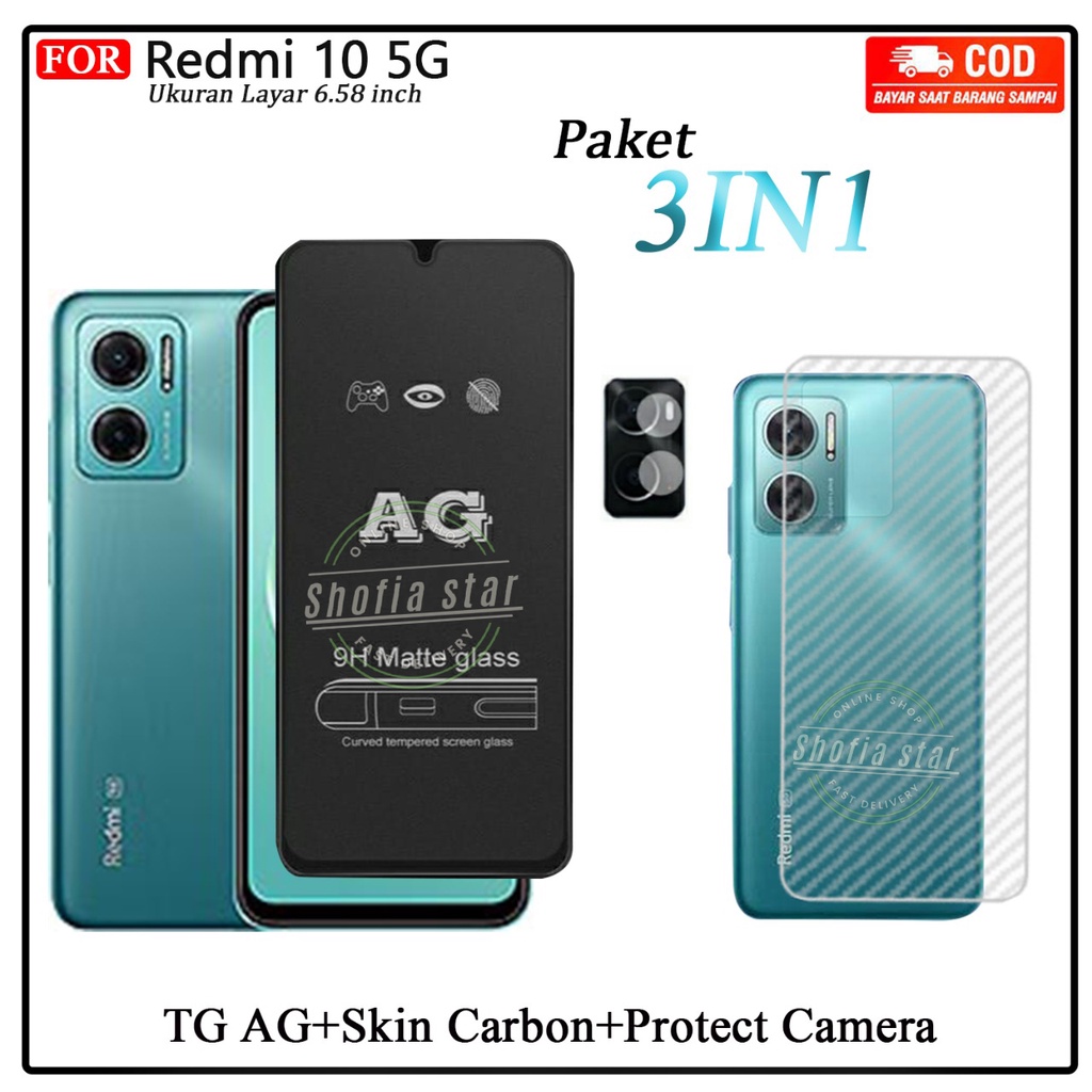 3IN1 TEMPERED GLASS MATTE REDMI 10 5G NOTE 12 4G 5G NOTE 12 PRO 5G NOTE 10S NOTE 10 4G NOTE 11 4G TG LAYAR ANTI GLARE KACA FULL COVER