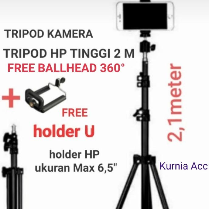 tripod hp dan kamera 2 meter / tripod 2 meter / tripod kamera + holder
