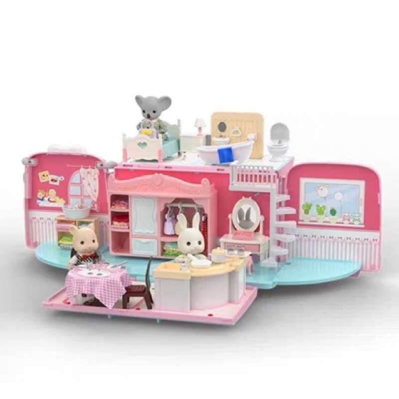 Doll house Bus tour - pretend toys - doll house easy storage - hadiah anak - kado anak