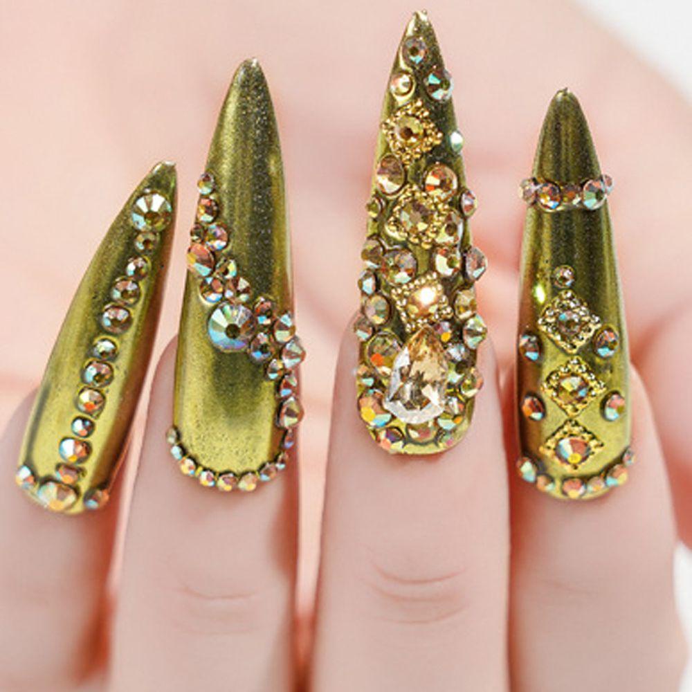 AUGUSTINA Agustinina Nail Art Rhinestones Korea Tetesan Air Berbentuk Fashion Hiasan Kuku 3D Perhiasan Kuku