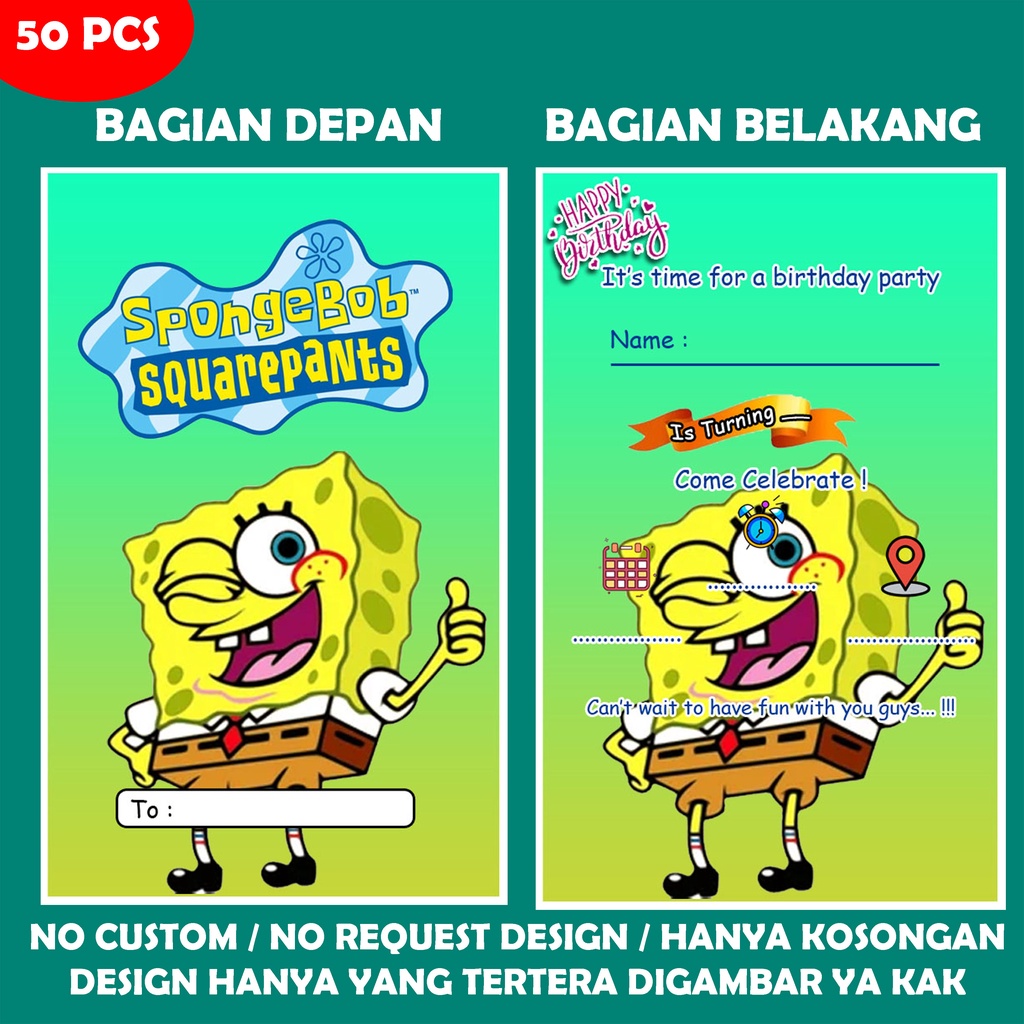 Undangan ulang tahun Design 19 No custom  / undangan ultah / undangan cetak / cetak undangan kartu u