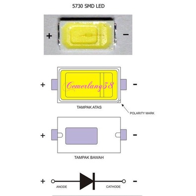 SMD Chip LED 5730 Putih / Cold White 6000-7000K 3.2-3.4V