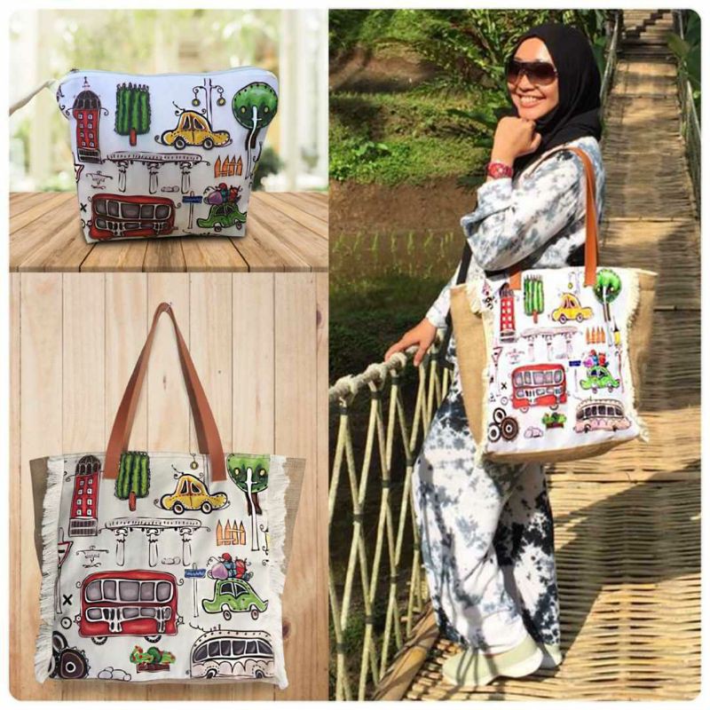 Tas Goni ROMBE set Pouch Full Printing Original Made in Bali