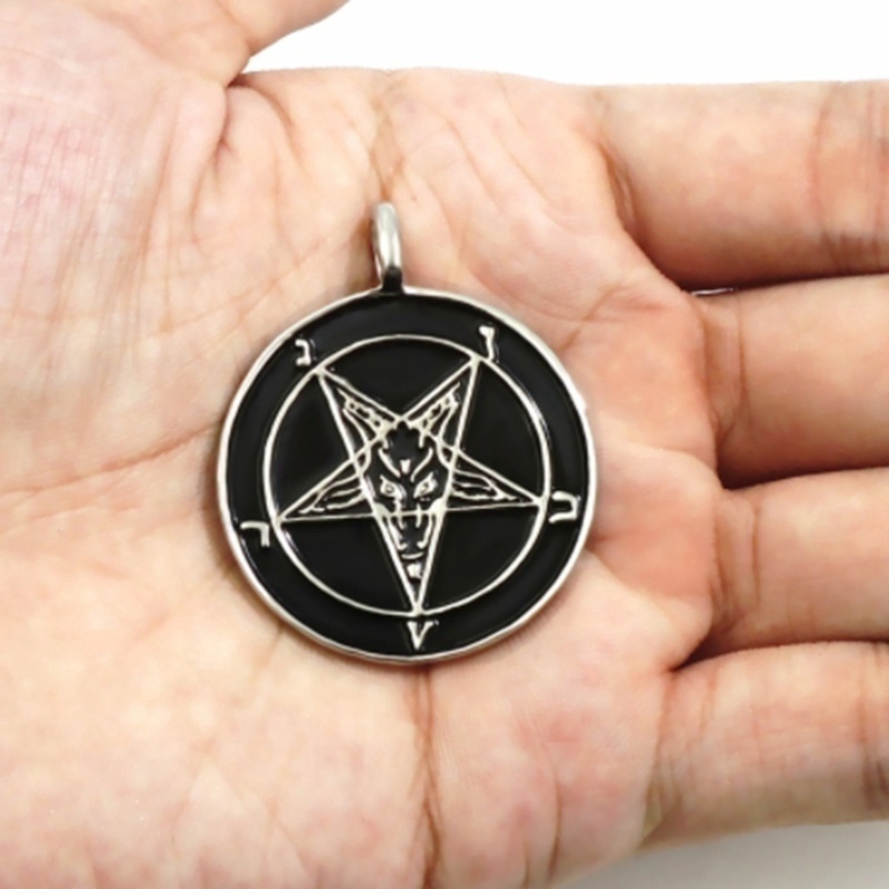 SEUSUK  Fashion Mens Boys Penadnt Goat Pentagram Devil Pewter Pendant Necklace Jewelry