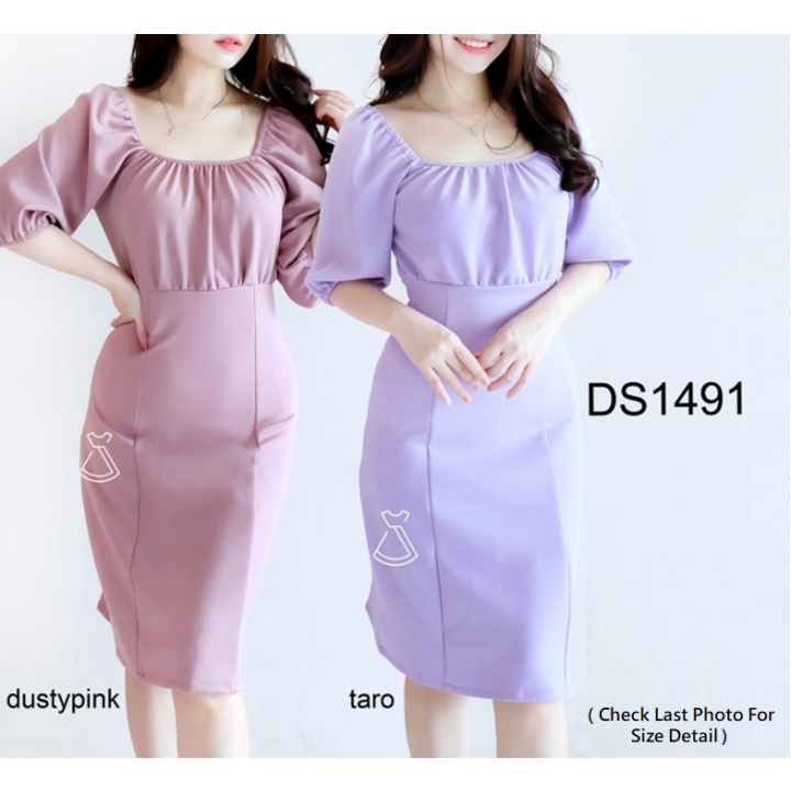 DS1491 - DRESS PESTA SABRINA BASIC SCUBA POLOS DRESS KANTOR SEPAN WANITA MURAH