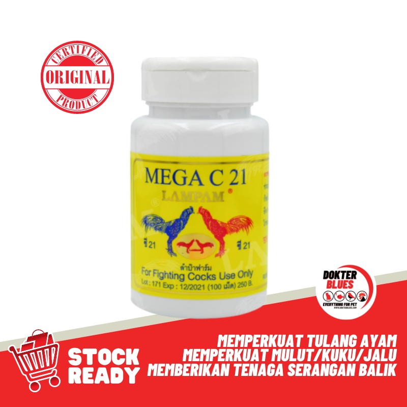 Obat Ayam LAMPAM MEGA C 21 Vitamin Jamu Suplemen Ayam Aduan Bangkok | 100 Kapsul