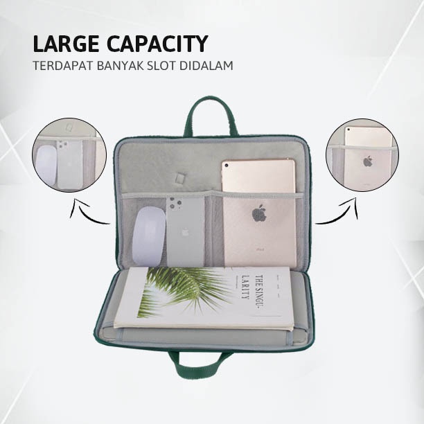 Sleeve Pouch Sarung Tas Bag Case Ipad Tab Tablet Macbook Air Pro Laptop Asus Acer Lenovo HP Huawei 11 12 13 14 15 inch Motif Gambar Rabbit Kelinci Bunny Warna Hijau Lucu Cute Murah Korean Model Jinjing Tali Strap