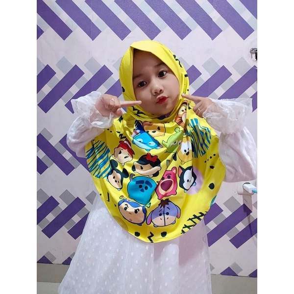 BERGO HIJAB INSTANT MOTIF TSUM2 / HIJAB ANAK INSTANT KARAKTER LUCU / JILBAB ANAK LUCU