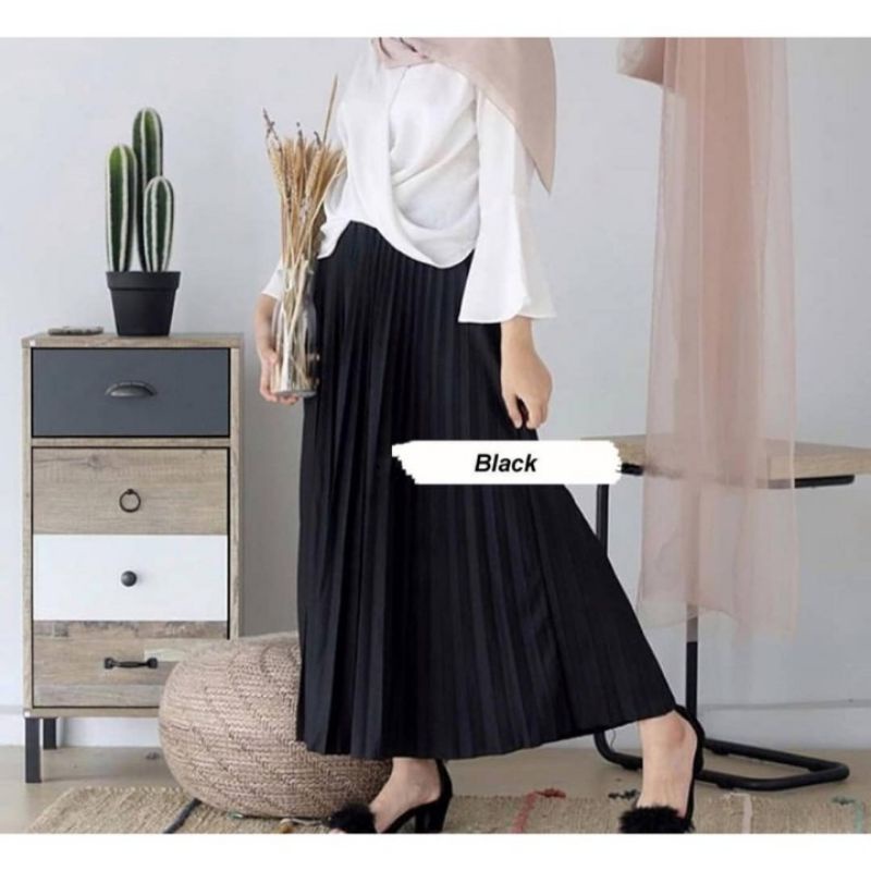 Rok Plisket Premium Rempel Kain Hyget / Rok plisket panjang wanita