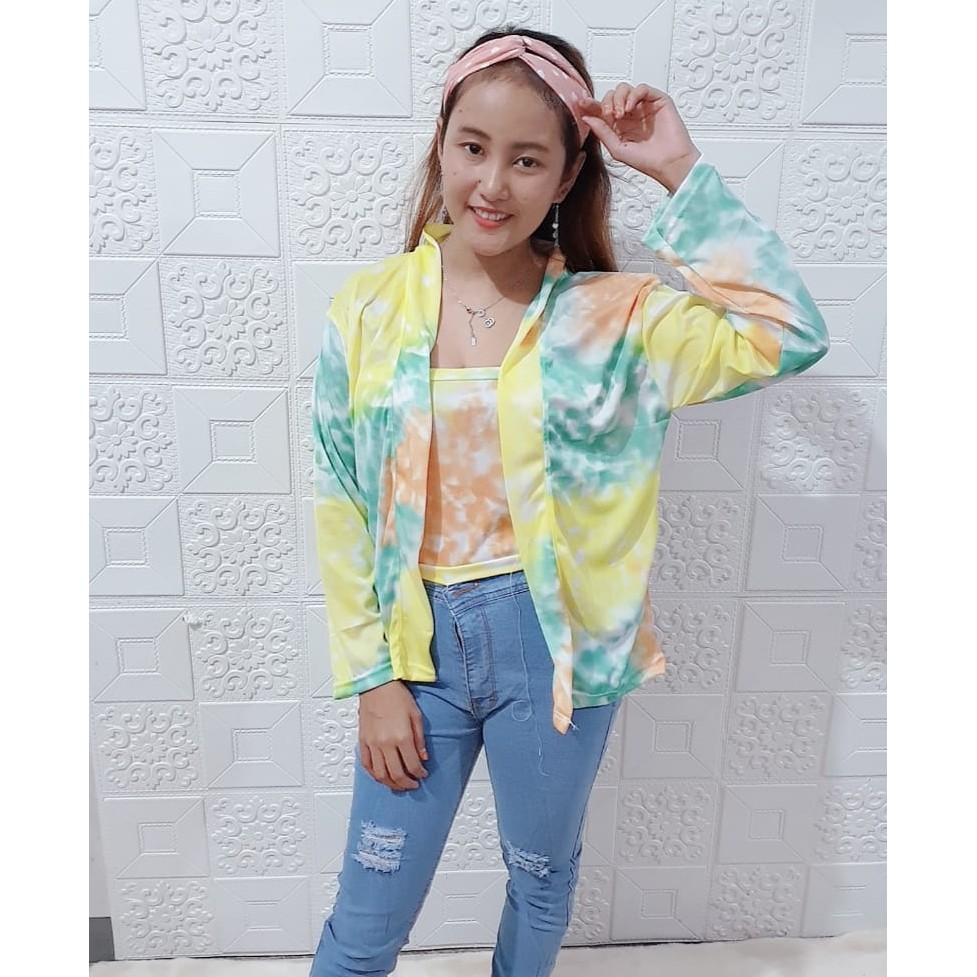 Set Cardigan Outer Tie Dye + Kemben Fit XL