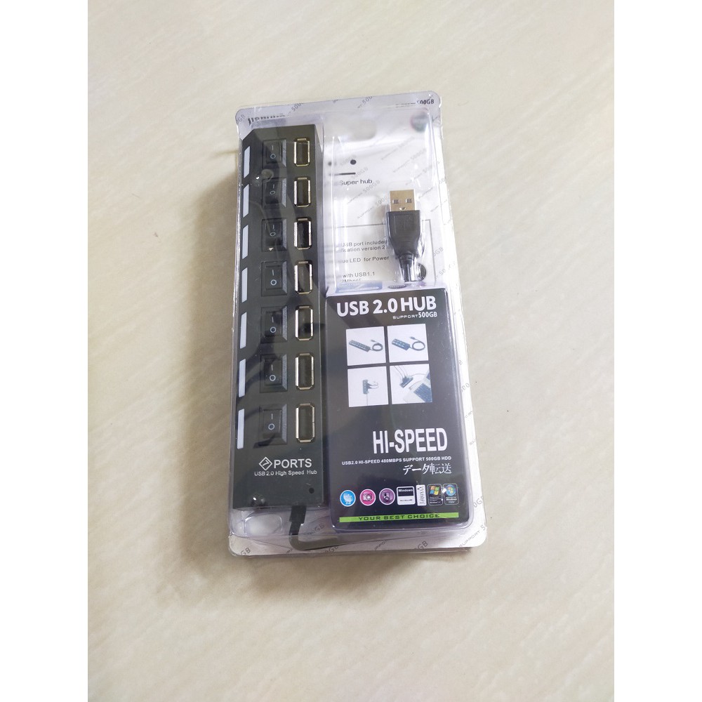 USB 2.0 HUB 7 Port dengan tombol saklar dan indikator lampu