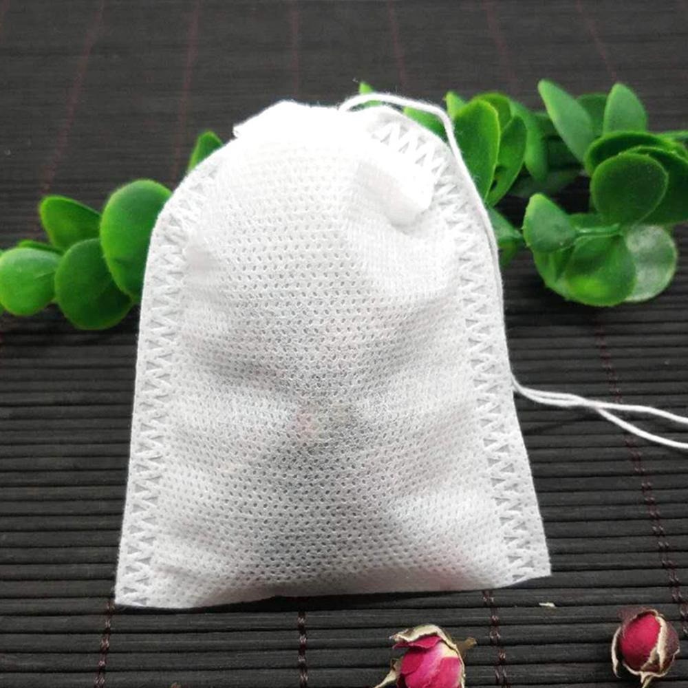 100 PCS  Kantung Tea Bag Filter Saringan Teh Teabag Drawstring Disposable 6x8 cm