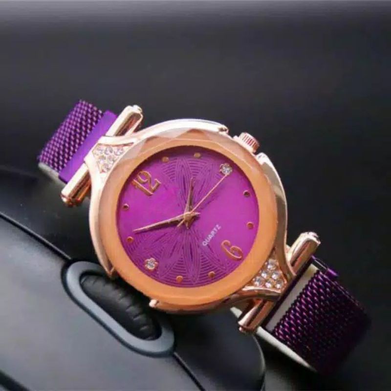 Jam Tangan Wanita Korea Strap Magnet Diyoor Lancip Angka 7 warna