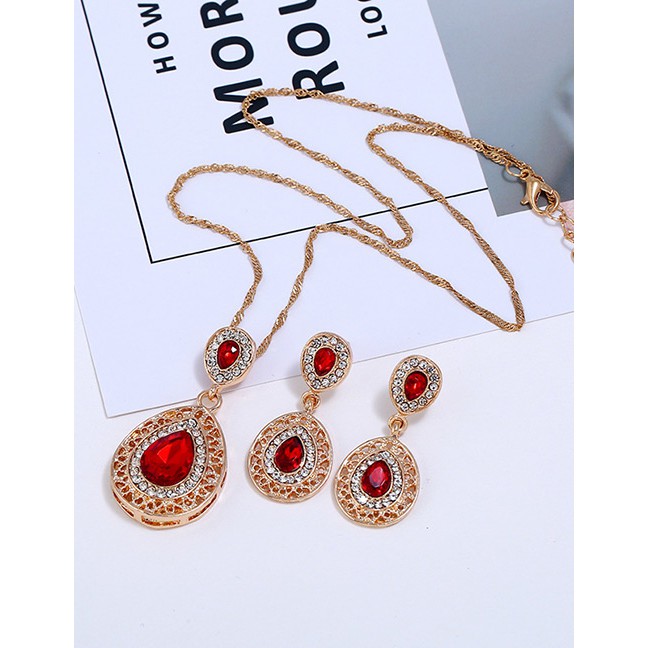 LRC Perhiasan Set Fashion Waterdrop Shape Decorated Jewelry Sets