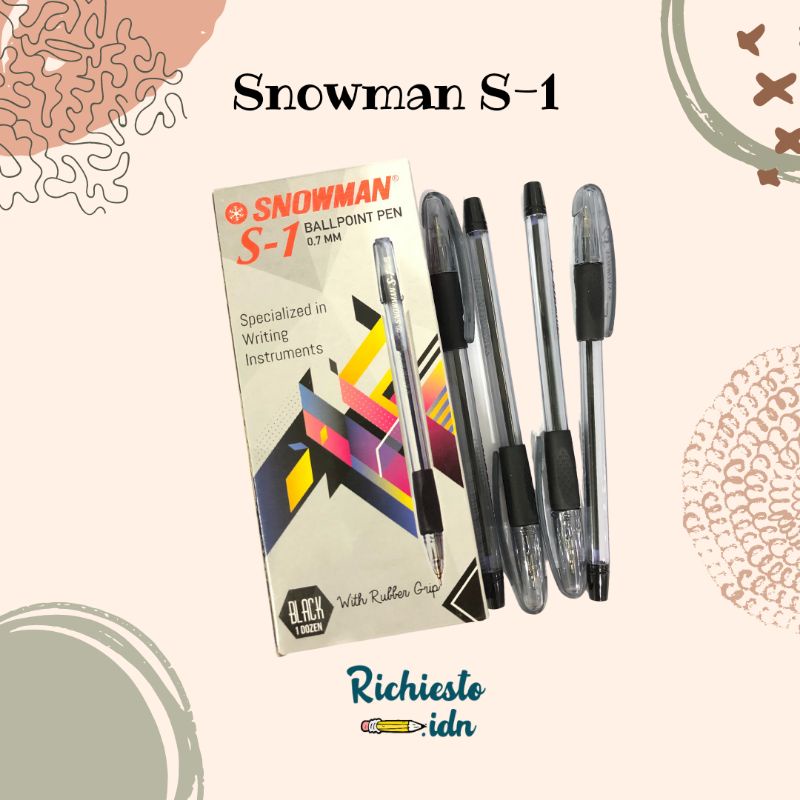 

(PERLUSIN)Pulpen Snowman S-1 Hitam 0.7mm