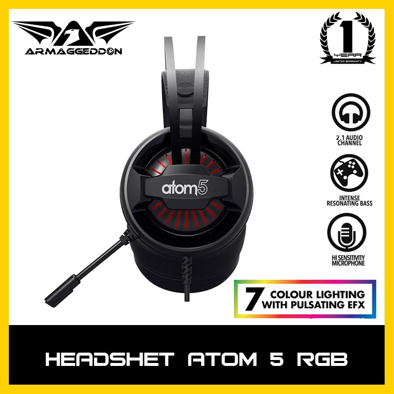 Armaggeddon 2.1 Headset Gaming Atom 5 [ 7 Colour Lightning ][ Cocok untuk HP/PC ] 1 Year Warranty-1