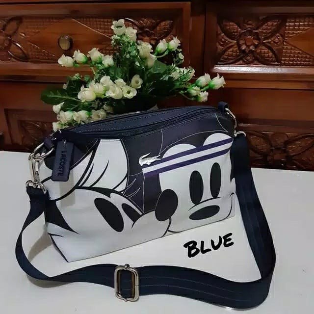READY Tas Selempang Import Wanita Cewek Branded Lacoste Fashion Mickey Mouse - Navy