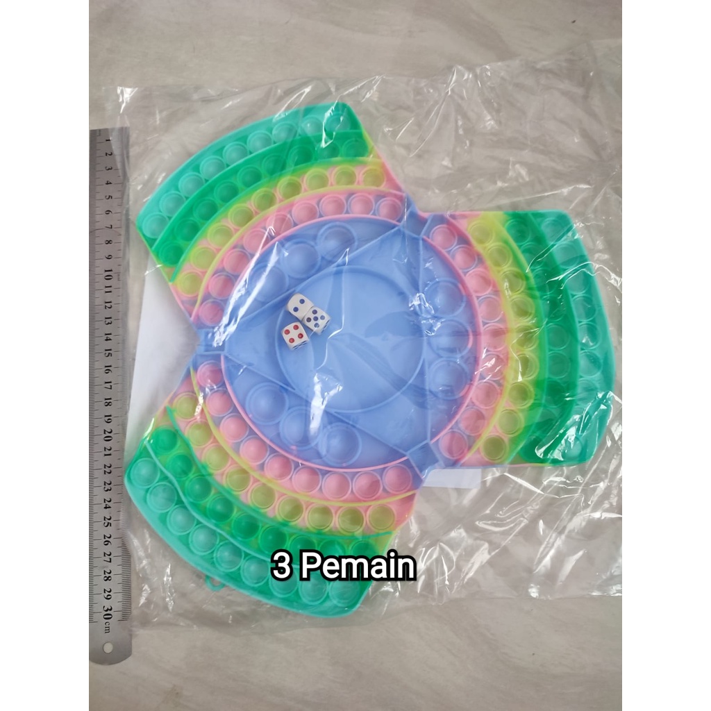 Mainan POP IT 3 PEMAIN super Jumbo rainbow panjang tebal free dadu-2