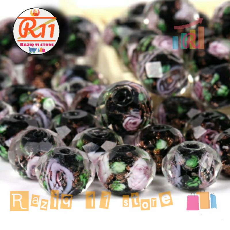 Bahan Craft Manik Manik Gelang Batu Kristal Bunga Murano