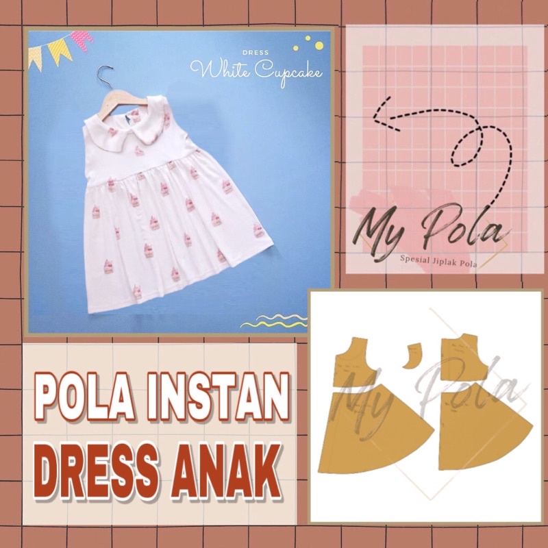 [COD]Pola Dress Anak Kerah Usia 2-12th - Pola Instan Dress anak ini sudah kami tambahkan kampuh ting