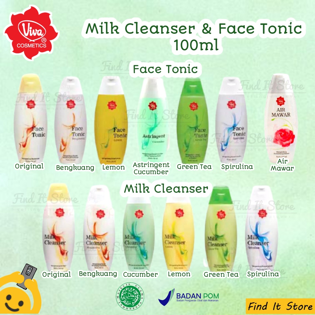 Viva Milk Cleanser Face Tonic | Susu Pembersih Penyegar Toner Wajah | Air Mawar | 100ml BPOM