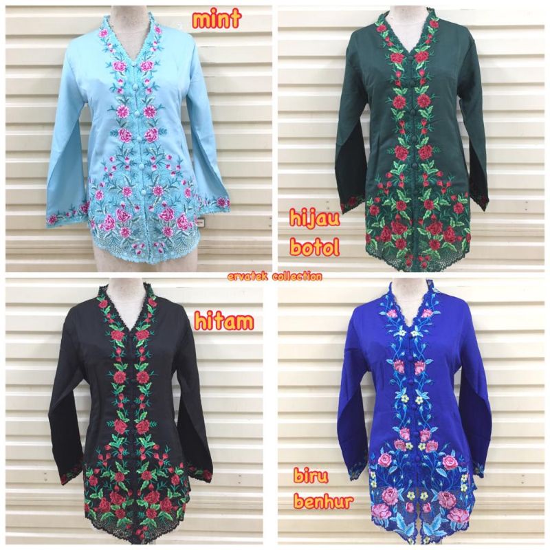 Kebaya Encim Bordir KE10 Tangan Panjang GOOD QUALITY / Kebaya Kartini Atasan Wanita Bahan Balotelli-2