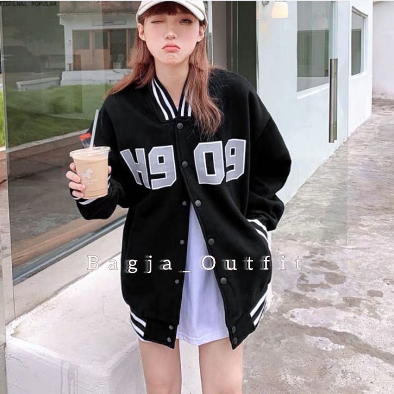 Baseball wanita H909 oversize -varsity jacket baseball chamsity wanita korea style