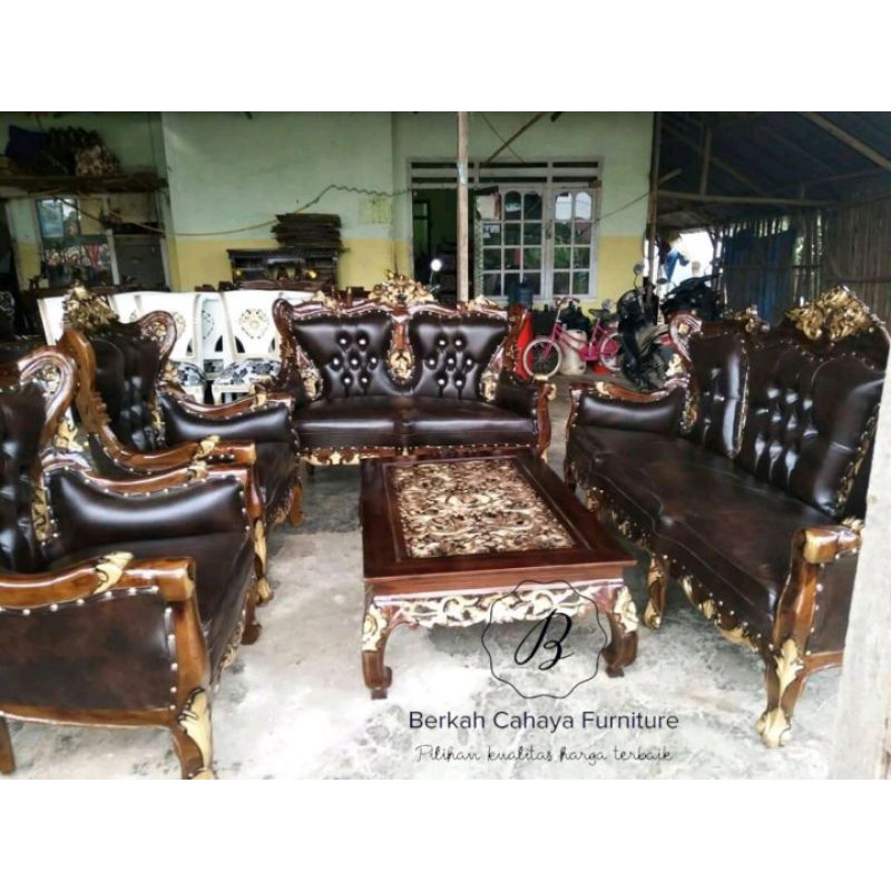 kursi tamu sofa romawi inul mewah ukir jati jepara