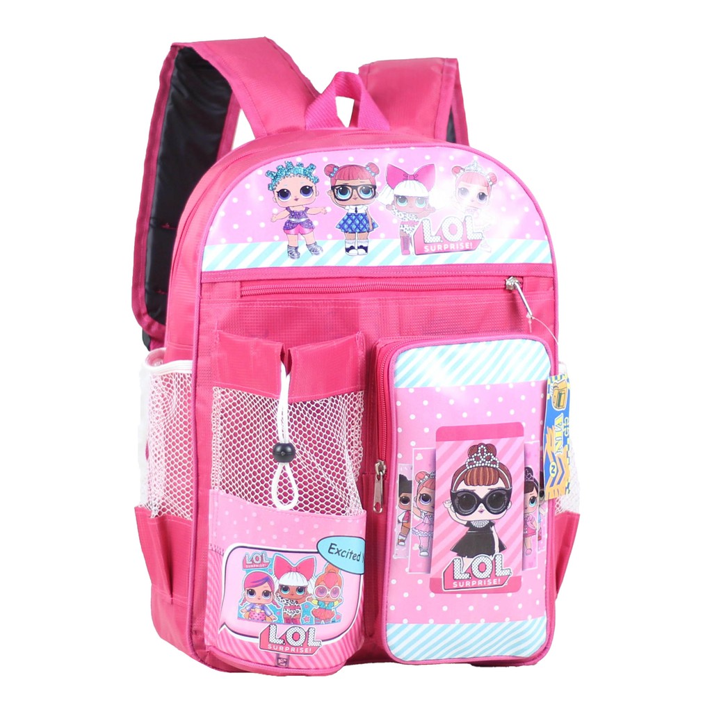 Tas Botol Backpack Anak Karakter LOL Fashionable Tas Sekolah TK Lucu Plus Botol