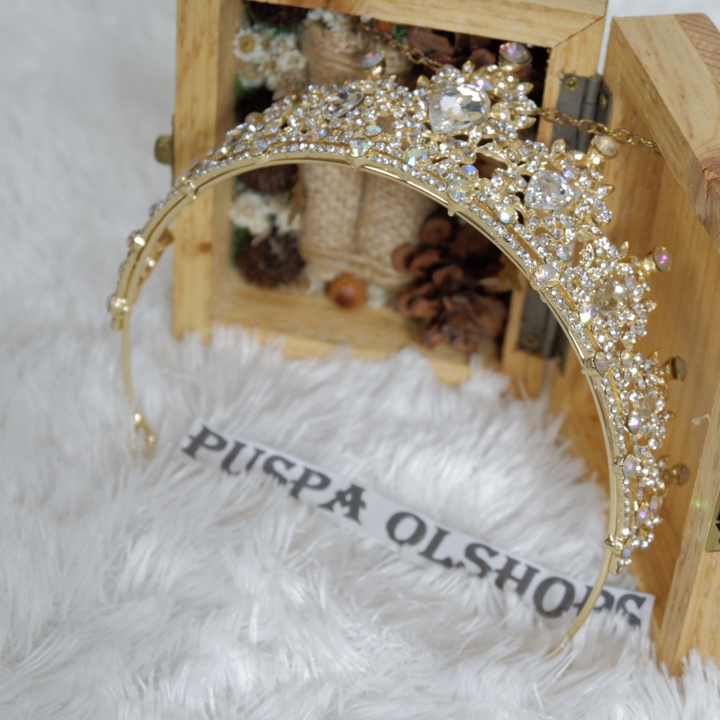 mahkota  tiara  bridal  pelangi  gold