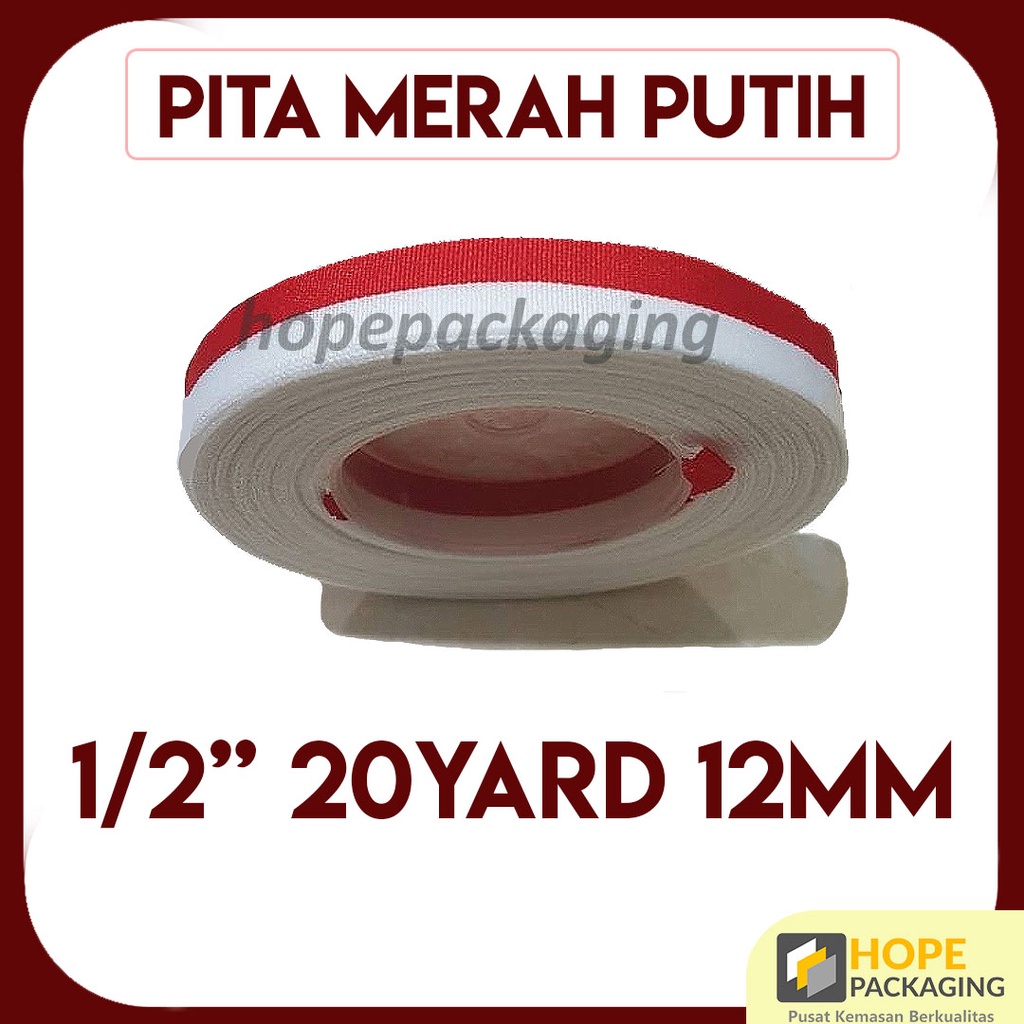 Pita Merah Putih 1 inch / 1/2 inch 20 Yard Pita Bendera Merah Putih