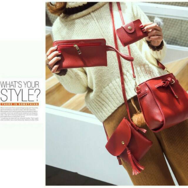 Tas Wanita kulit warna maroon import