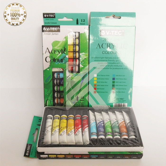 

RK Cat Akrilik Set 12 Warna / Cat Acrylic Colour 12 (6ml) / Water Colour