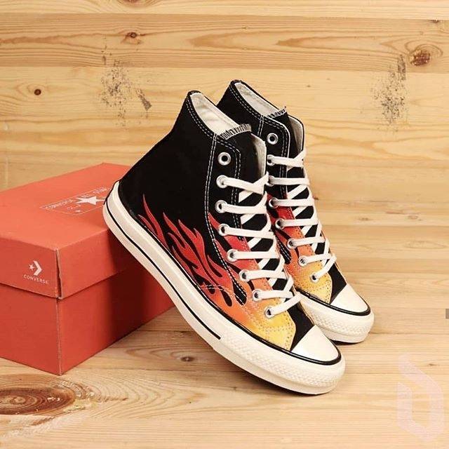 Sepatu Converse 70's Hi  Black Enamel Red - Premium Original