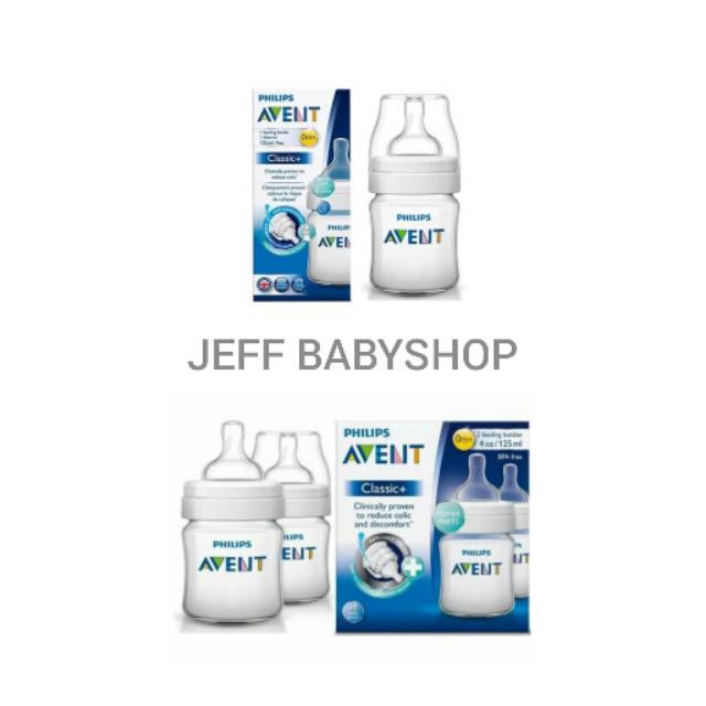 BOTOL PHILIPS AVENT CLASSIC+ 125ML/4OZ SINGLE/TWIN PACK WITH BOX  AVENT JEFF BABYSHOP