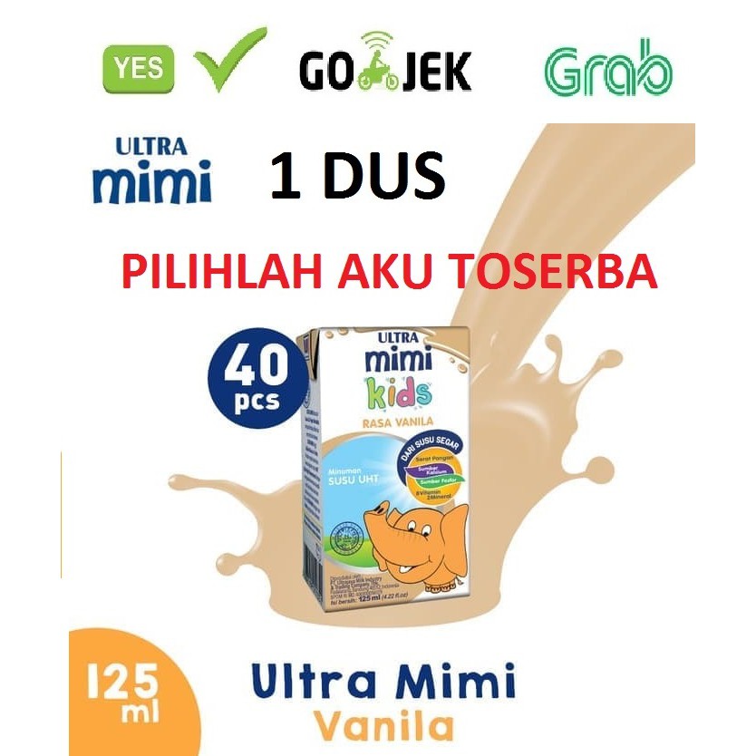 Susu Ultra Mimi Kids VANILA 125 ml - (1 DUS ISI 40) - GOJEK/GRAB